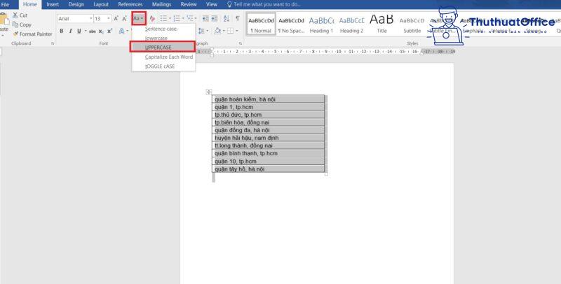 chuyển chữ thông thường trở nên chữ hoa vô Excel