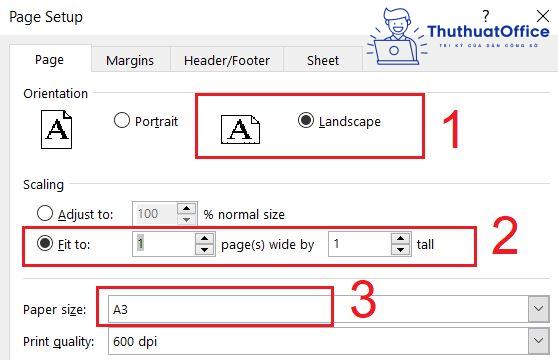 cách in Excel vừa trang giấy A4