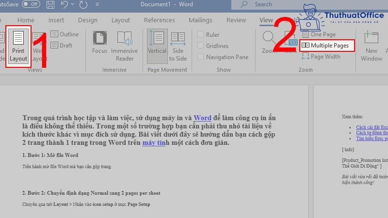 Các cách gộp 2 trang thành 1 trang trong Word 2